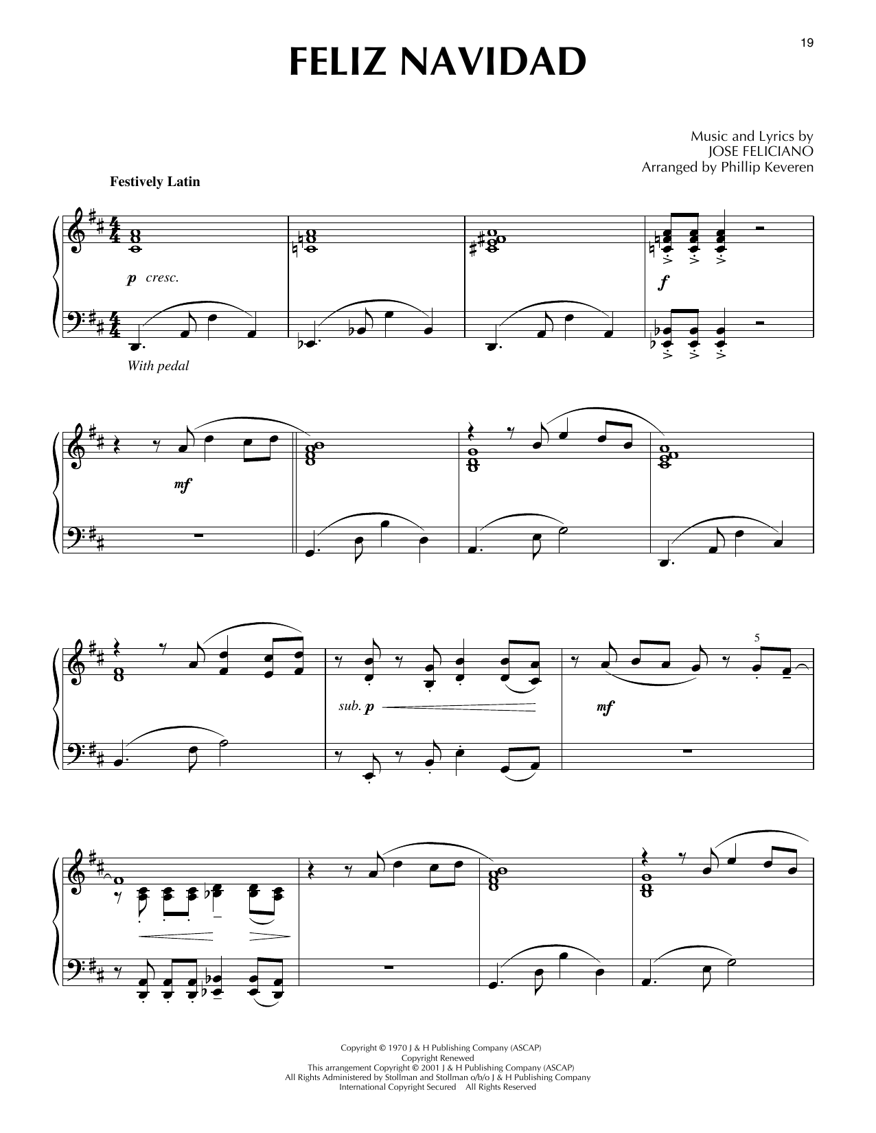 Download Jose Feliciano Feliz Navidad [Jazz version] (arr. Phil Sheet Music