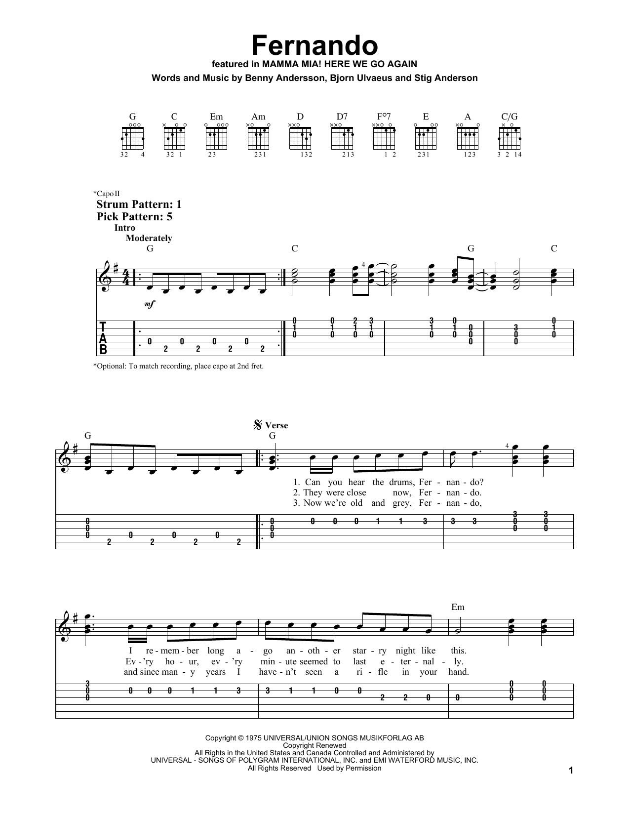 Download ABBA Fernando (from Mamma Mia! Here We Go Ag Sheet Music