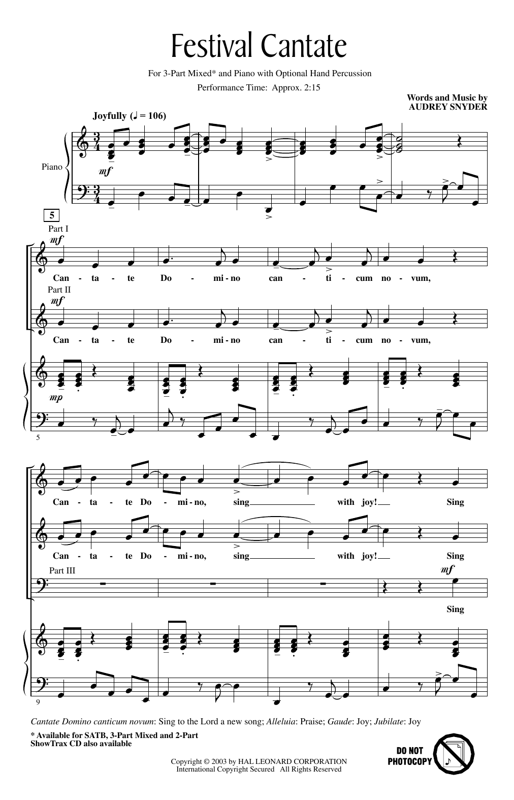 Download Audrey Snyder Festival Cantate Sheet Music