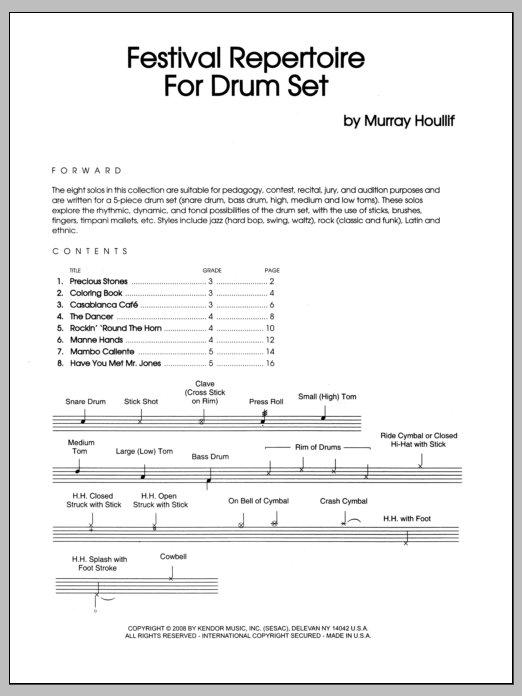 Download Murray Houllif Festival Repertoire For Drum Set Sheet Music