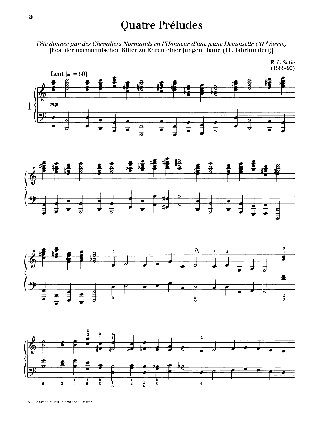 Download Erik Satie Fete donnee par des Chevaliers Normands Sheet Music