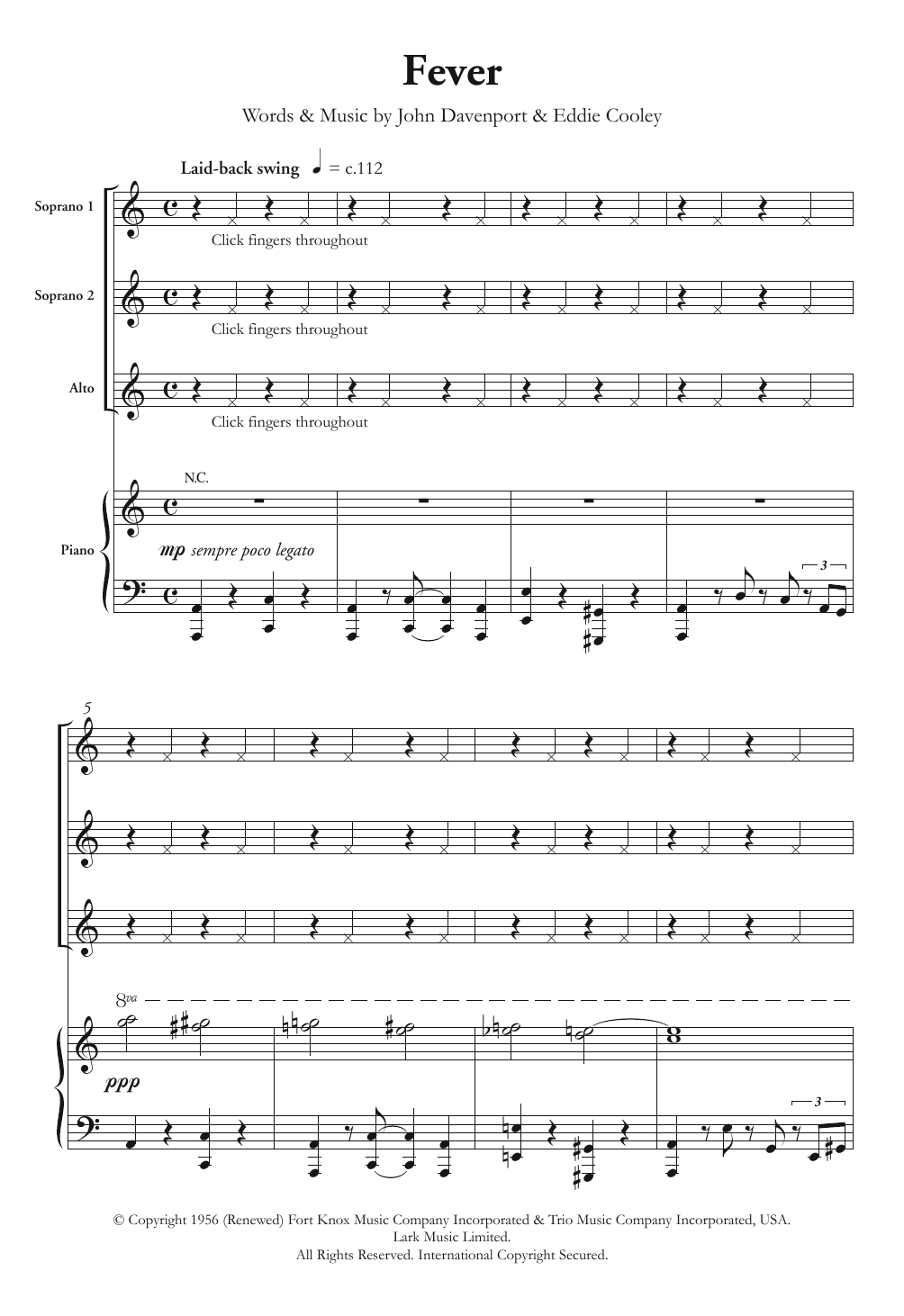 Download Peggy Lee Fever (arr. Berty Rice) Sheet Music