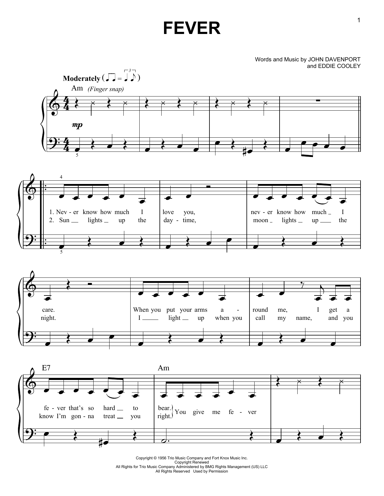 Download Peggy Lee Fever Sheet Music