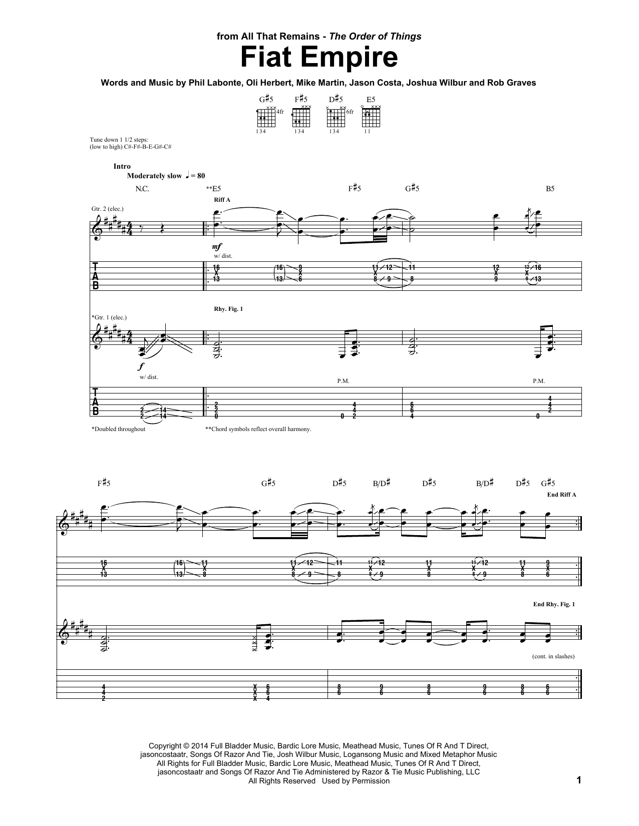 Download All That Remains Fiat Empire Sheet Music