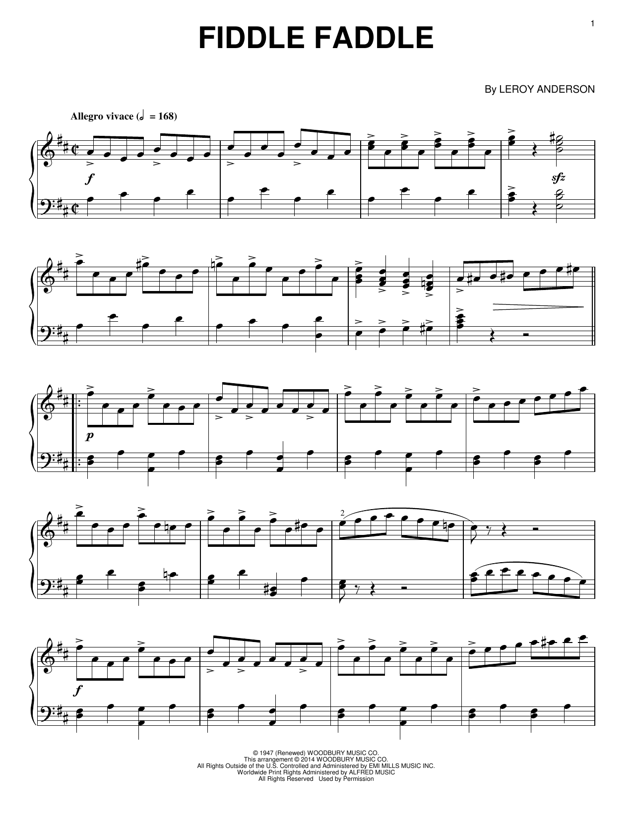 Download Leroy Anderson Fiddle Faddle Sheet Music