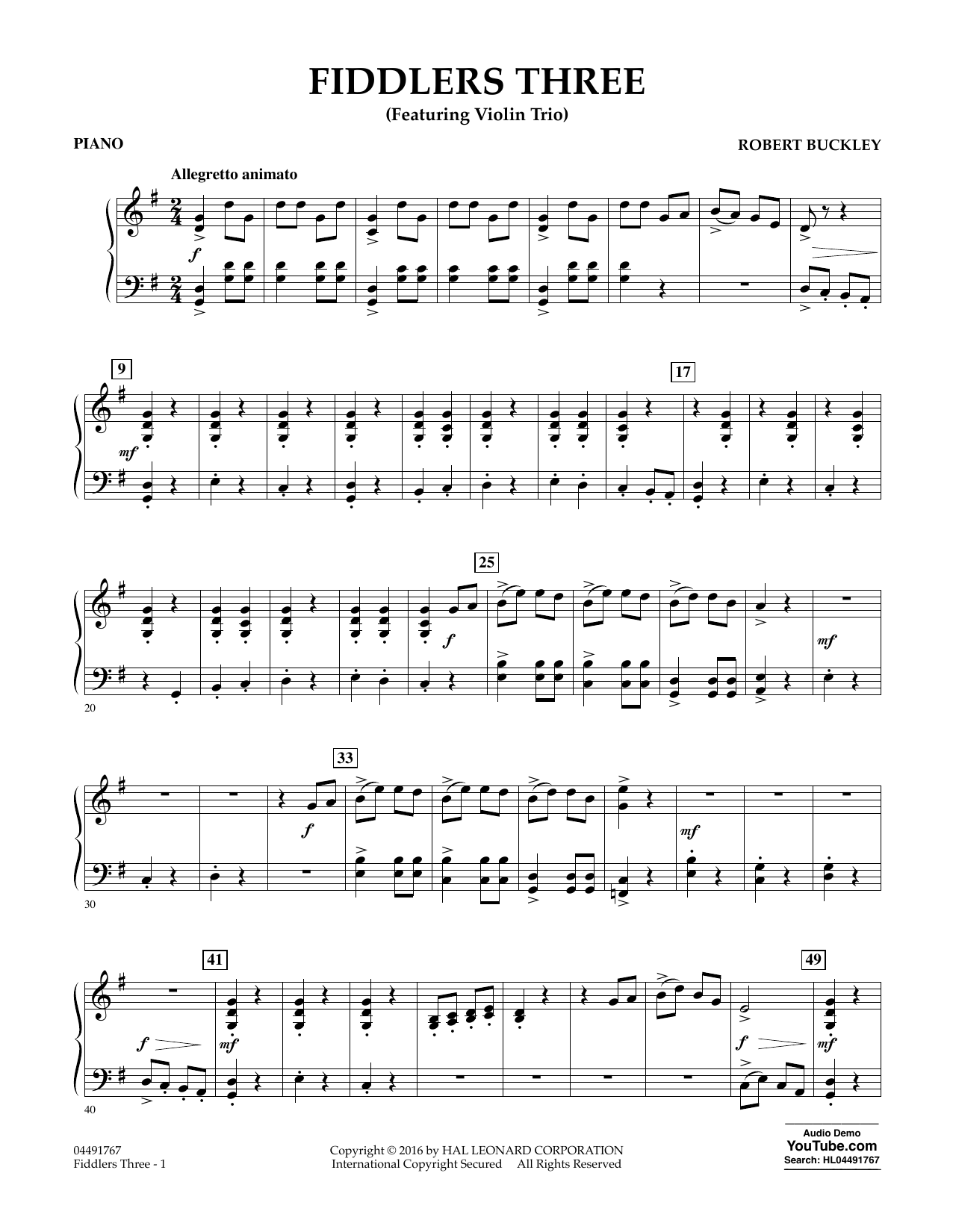 Download Robert Buckley Fiddlers Three - Piano Sheet Music
