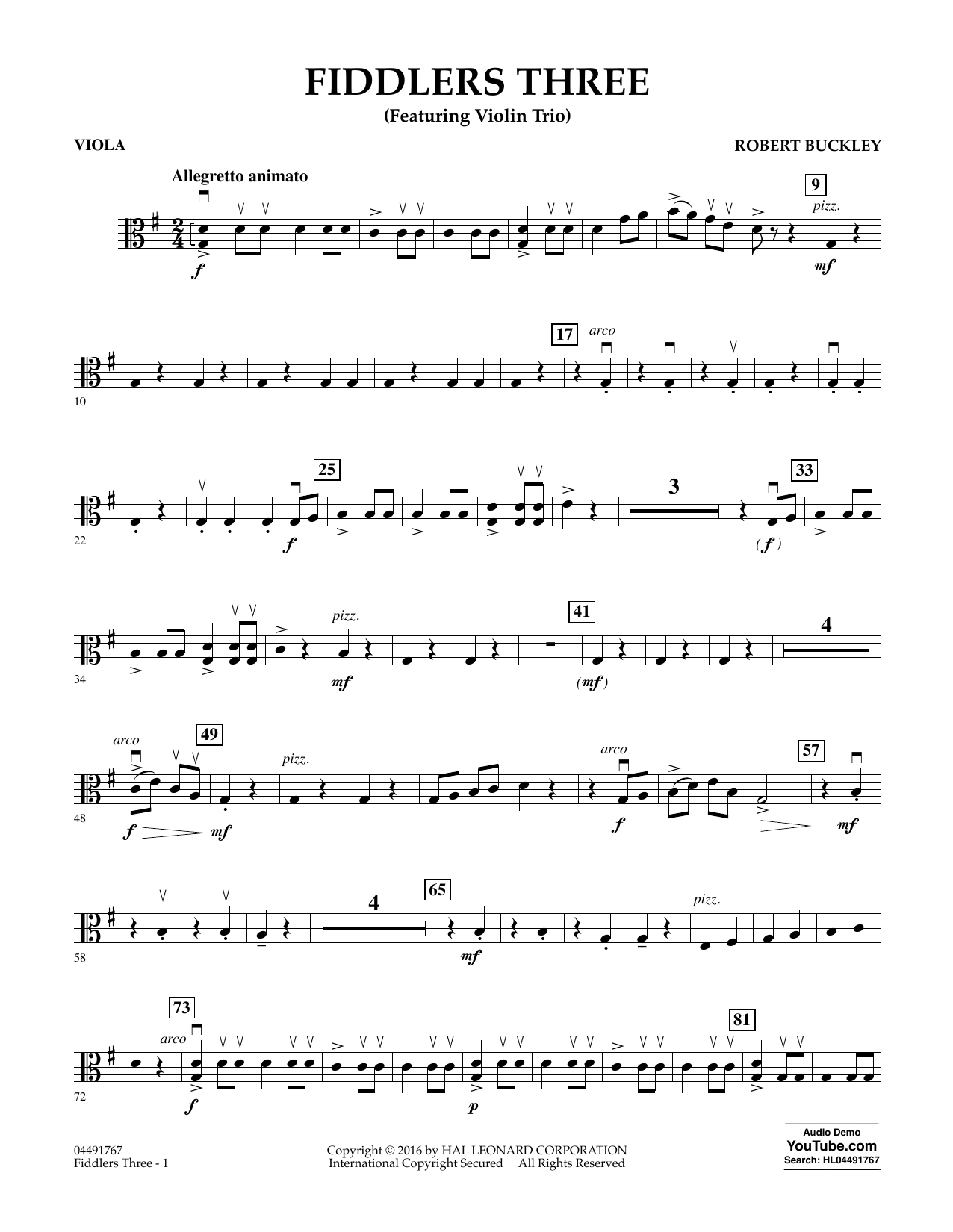 Download Robert Buckley Fiddlers Three - Viola Sheet Music