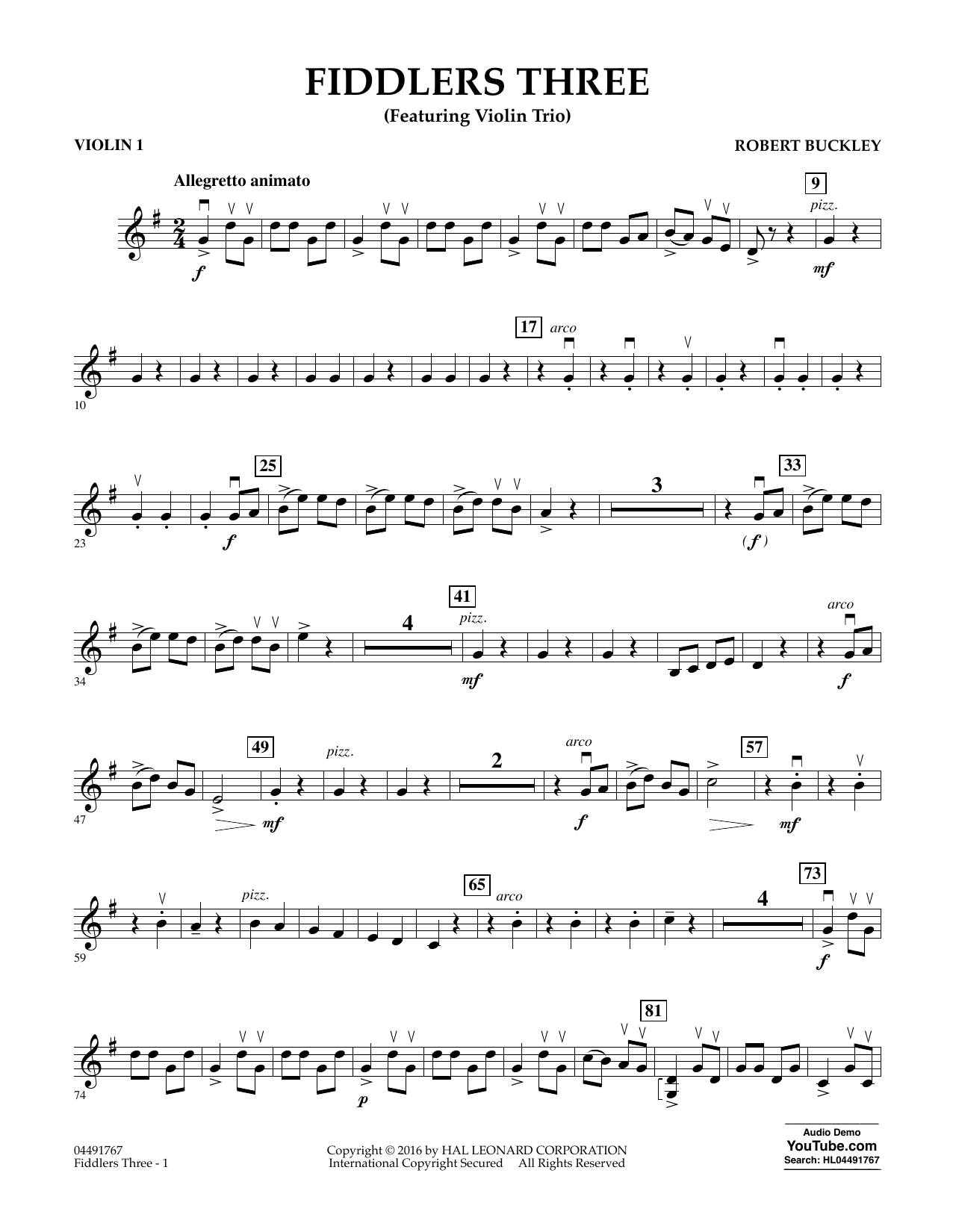 Download Robert Buckley Fiddlers Three - Violin 1 Sheet Music