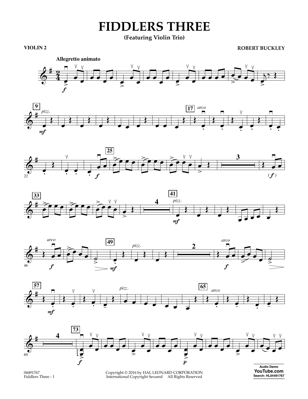 Download Robert Buckley Fiddlers Three - Violin 2 Sheet Music