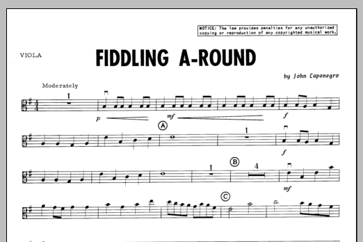 Download Caponegro Fiddling A-Round - Viola Sheet Music