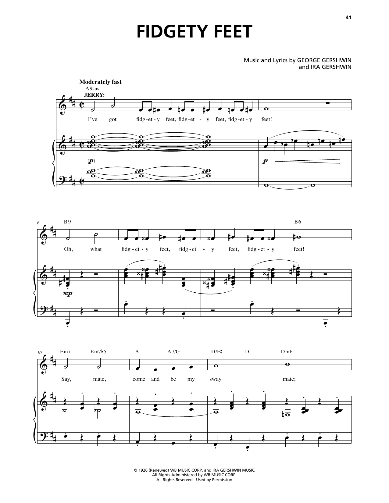 Download George Gershwin & Ira Gershwin Fidgety Feet (from An American In Paris Sheet Music