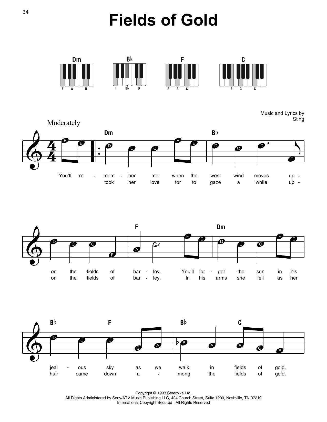 Download Sting Fields Of Gold Sheet Music
