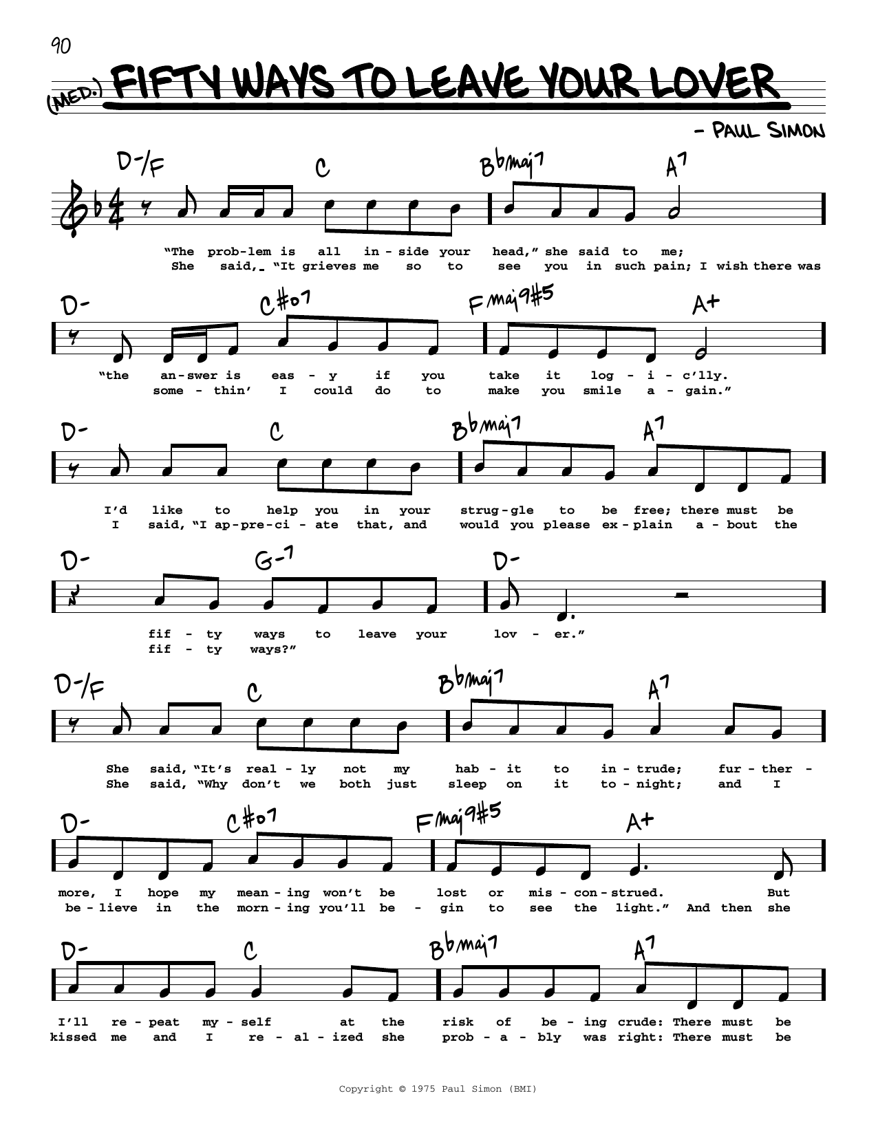 Download Simon & Garfunkel Fifty Ways To Leave Your Lover (High Vo Sheet Music