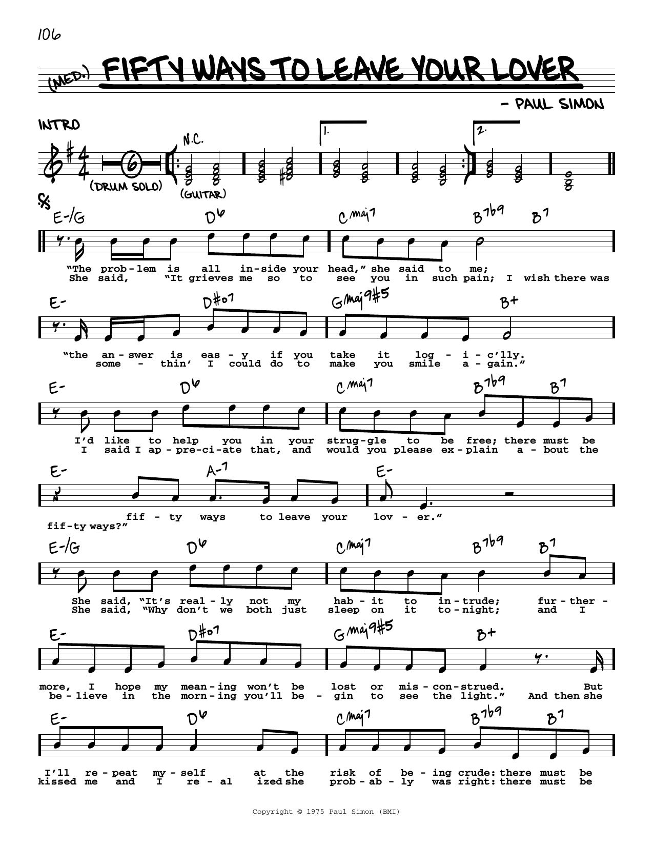 Download Simon & Garfunkel Fifty Ways To Leave Your Lover Sheet Music