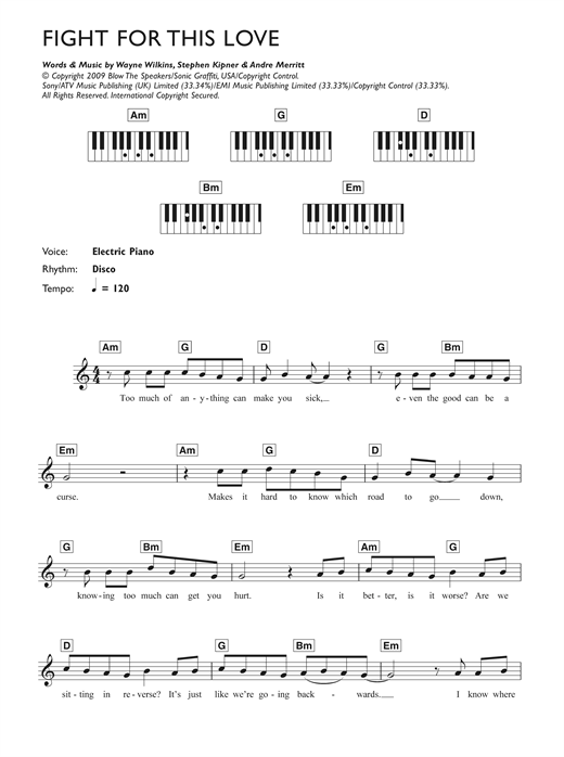 Download or print Cheryl Fight For This Love Sheet Music Printable PDF 3-page score for Pop / arranged Piano Chords/Lyrics SKU: 357242.