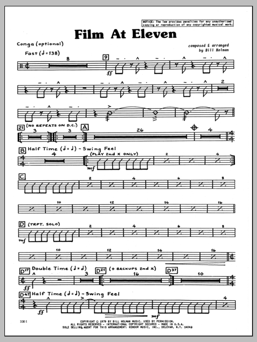 Download Bill Holman Film At Eleven - Congas Sheet Music
