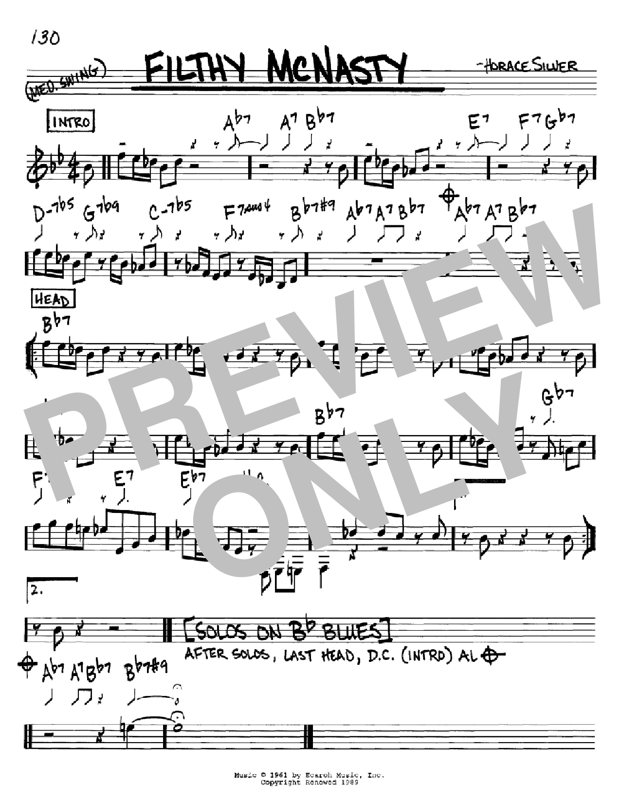 Download Horace Silver Filthy McNasty Sheet Music