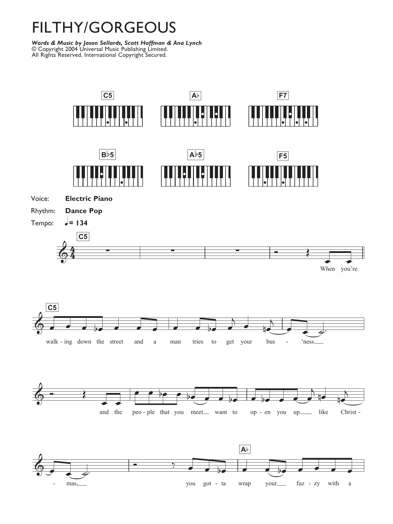 Download Scissor Sisters Filthy/Gorgeous Sheet Music