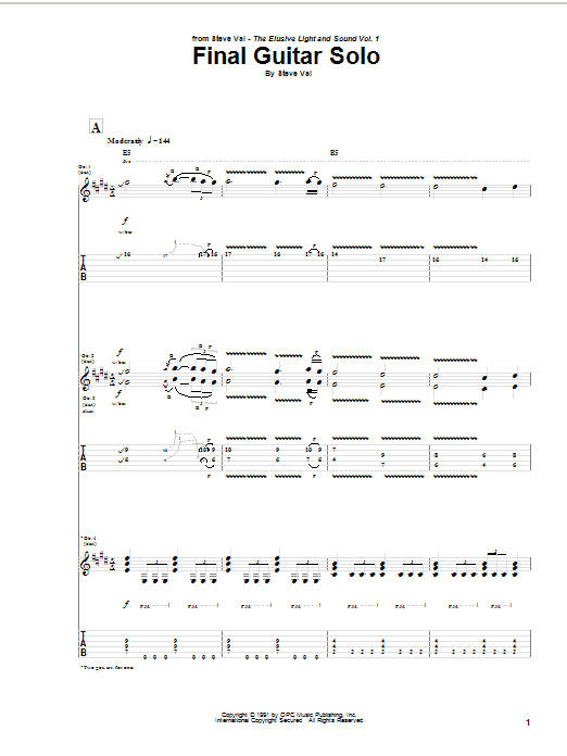 Download Steve Vai Final Guitar Solo Sheet Music