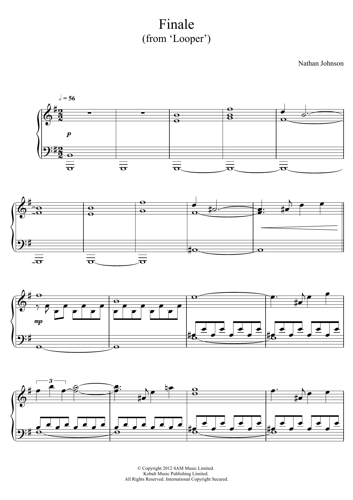 Download Nathan Johnson Finale (From 'Looper') Sheet Music