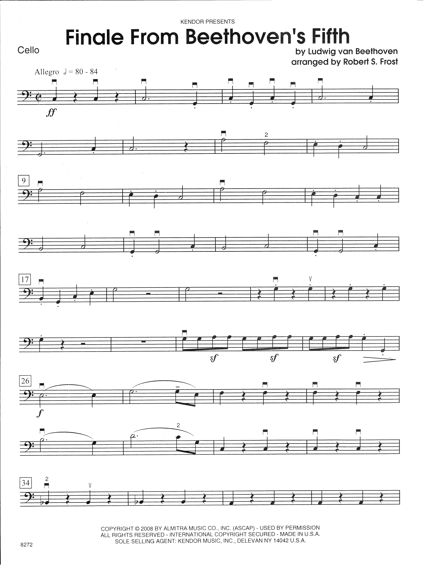 Download Ludwig van Beethoven Finale From Beethoven's Fifth - Cello Sheet Music