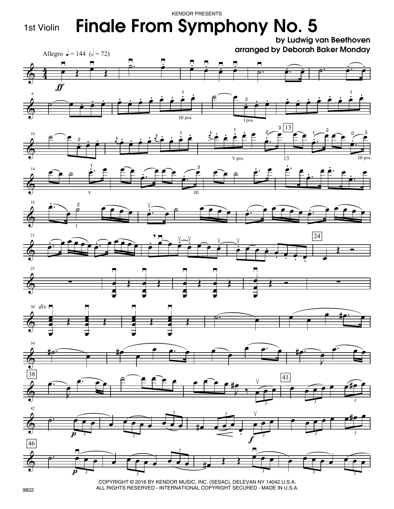 Download Deborah Baker Monday Finale from Symphony No. 5 - 1st Violin Sheet Music