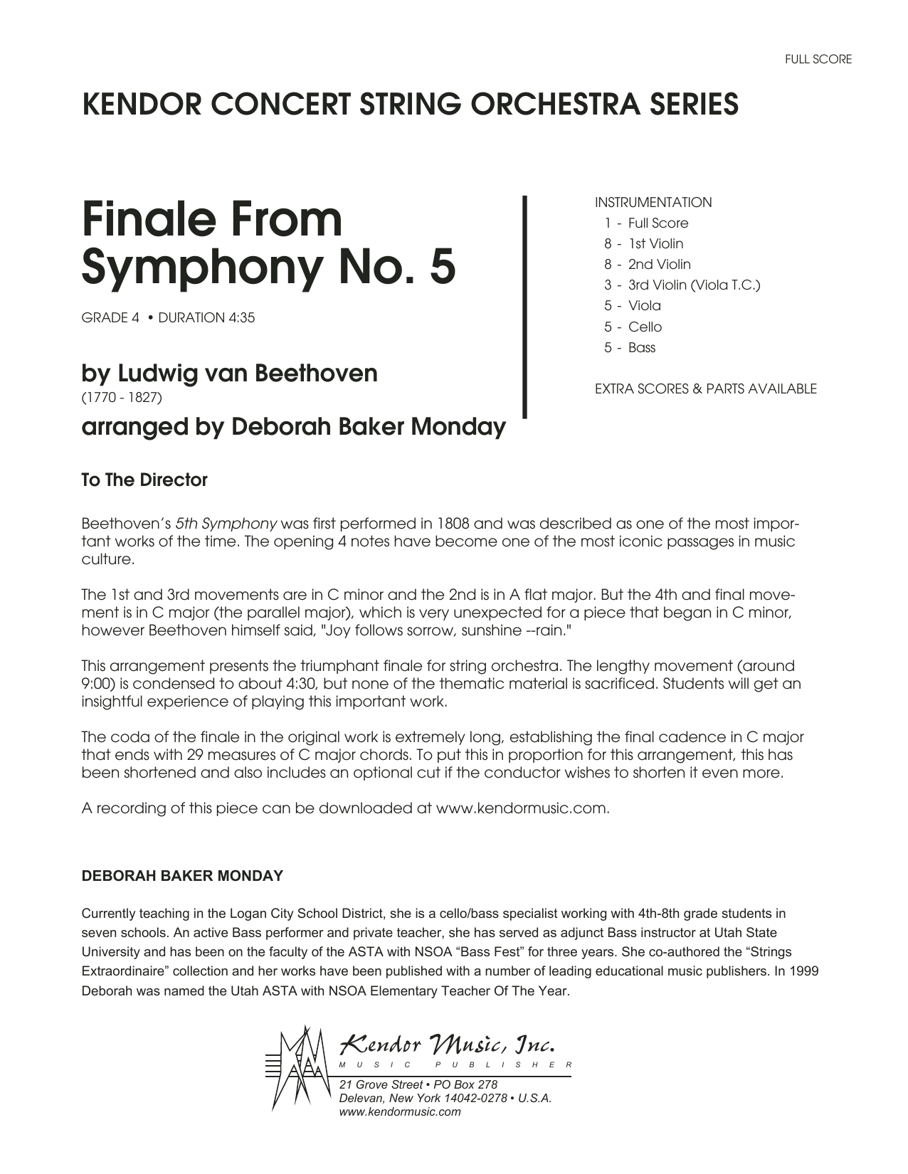 Download Deborah Baker Monday Finale from Symphony No. 5 - Full Score Sheet Music