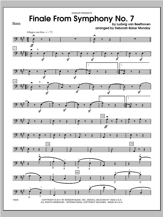 Download Monday Finale From Symphony No. 7 - Bass Sheet Music