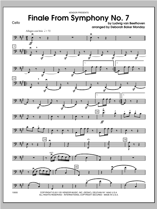 Download Monday Finale From Symphony No. 7 - Cello Sheet Music