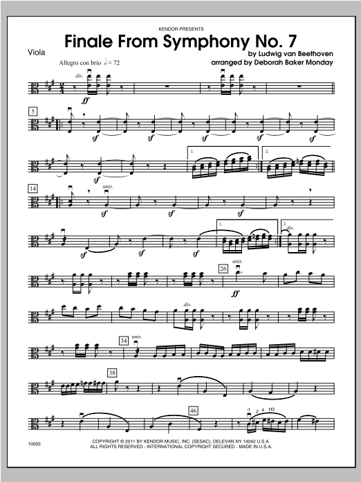 Download Monday Finale From Symphony No. 7 - Viola Sheet Music
