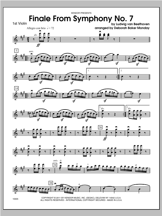 Download Monday Finale From Symphony No. 7 - Violin 1 Sheet Music