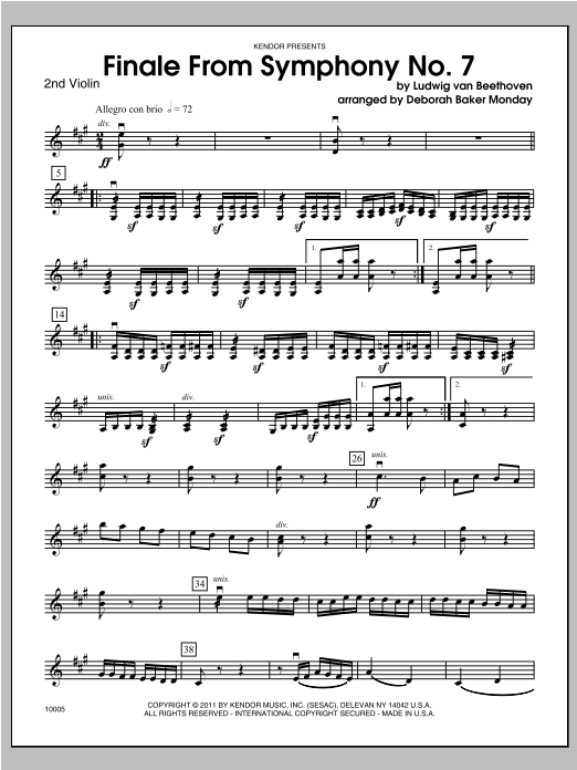 Download Monday Finale From Symphony No. 7 - Violin 2 Sheet Music