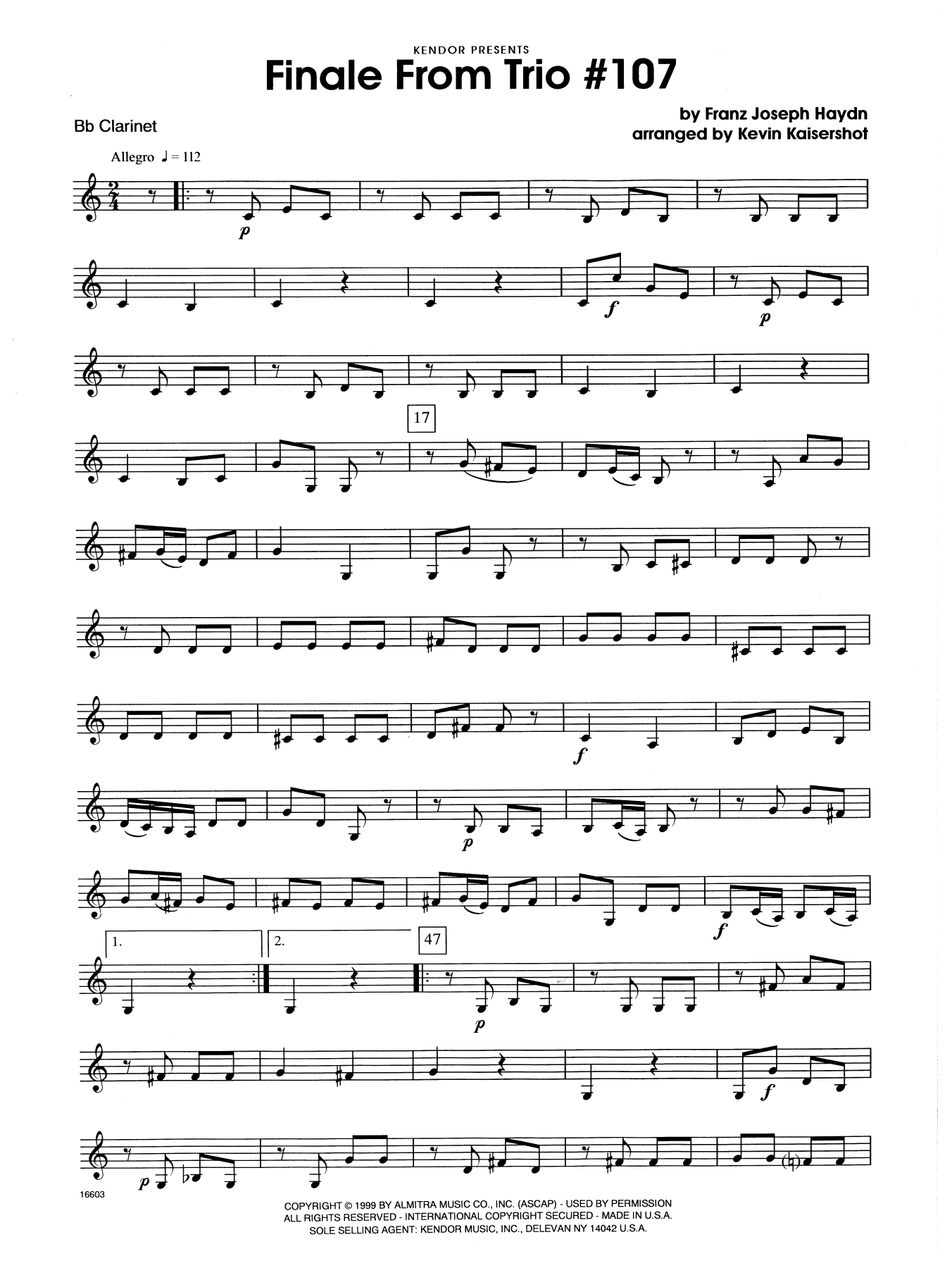 Download Kevin Kaisershot Finale From Trio #107 - Bb Clarinet Sheet Music