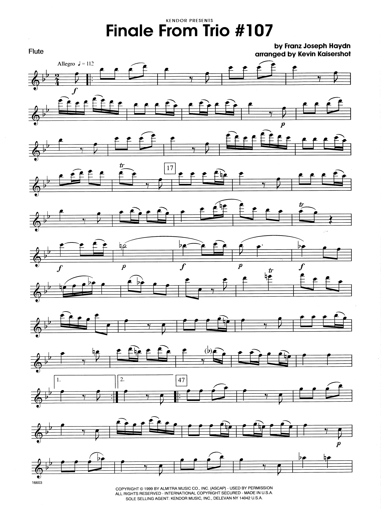 Download Kevin Kaisershot Finale From Trio #107 - Flute Sheet Music