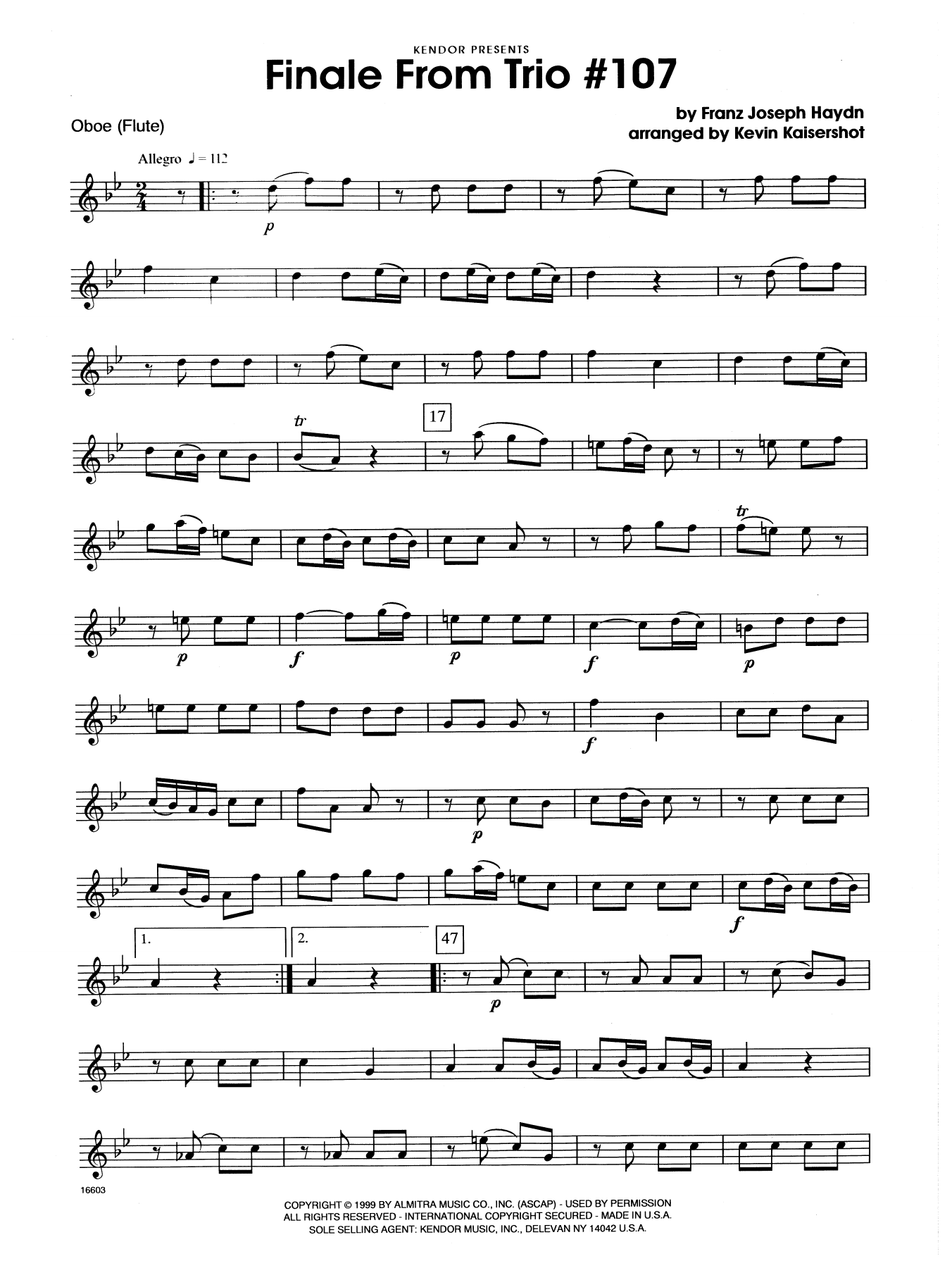 Download Kevin Kaisershot Finale From Trio #107 - Oboe Sheet Music