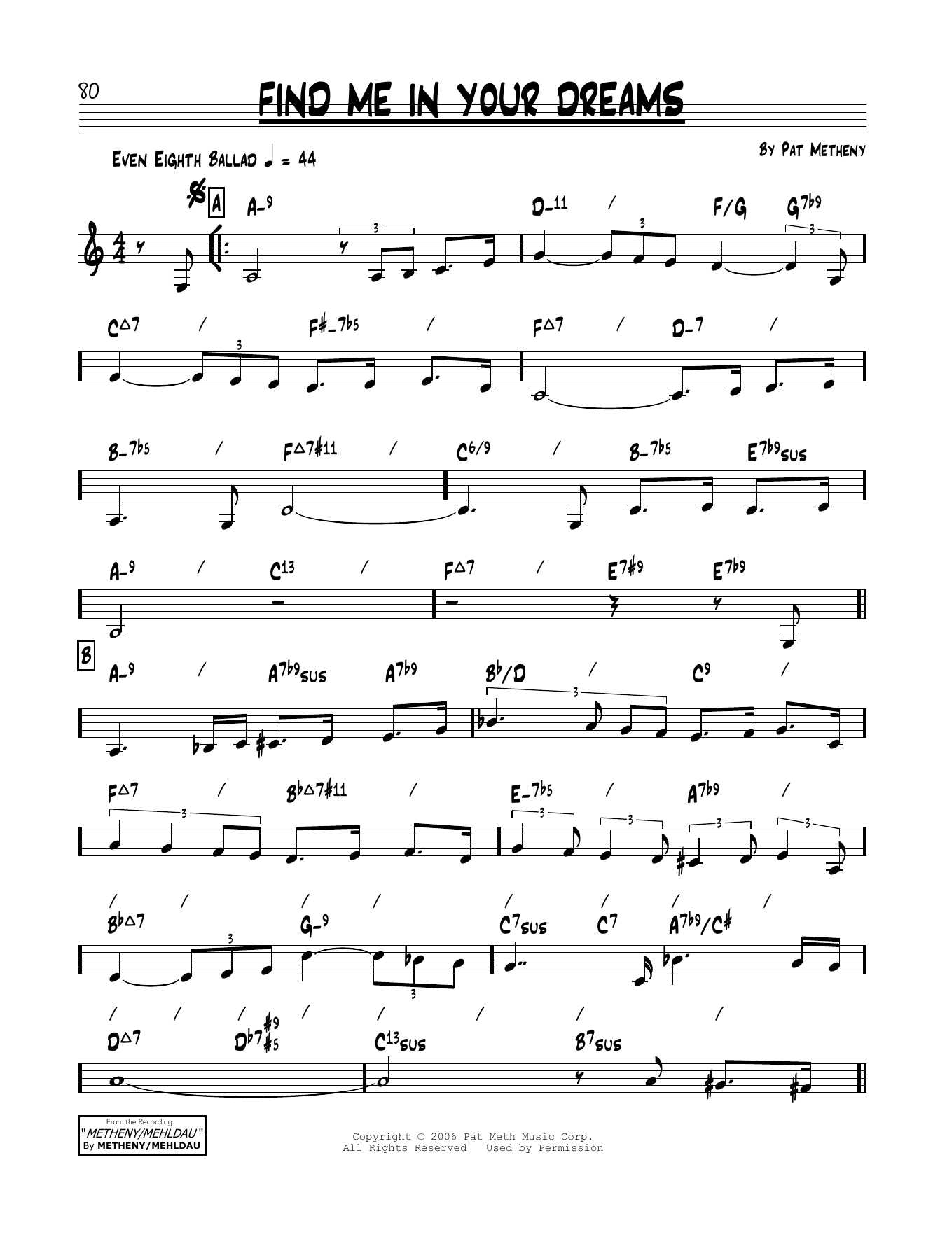 Download Pat Metheny Find Me In Your Dreams Sheet Music