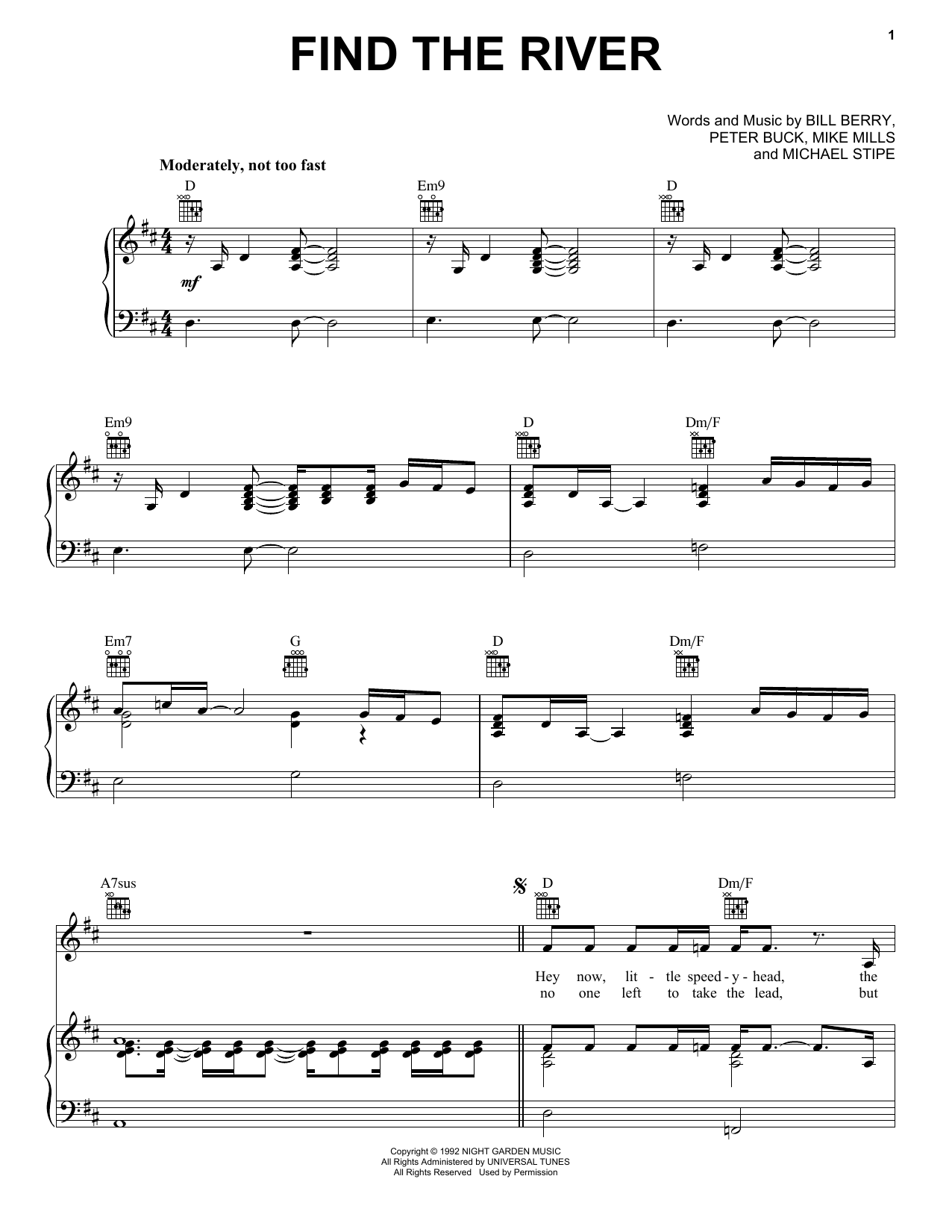 Download R.E.M. Find The River Sheet Music