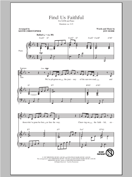 Download Keith Christopher Find Us Faithful Sheet Music