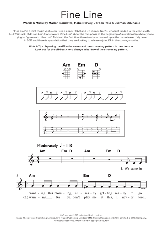 Download Mabel Fine Line (feat. Not3s) Sheet Music