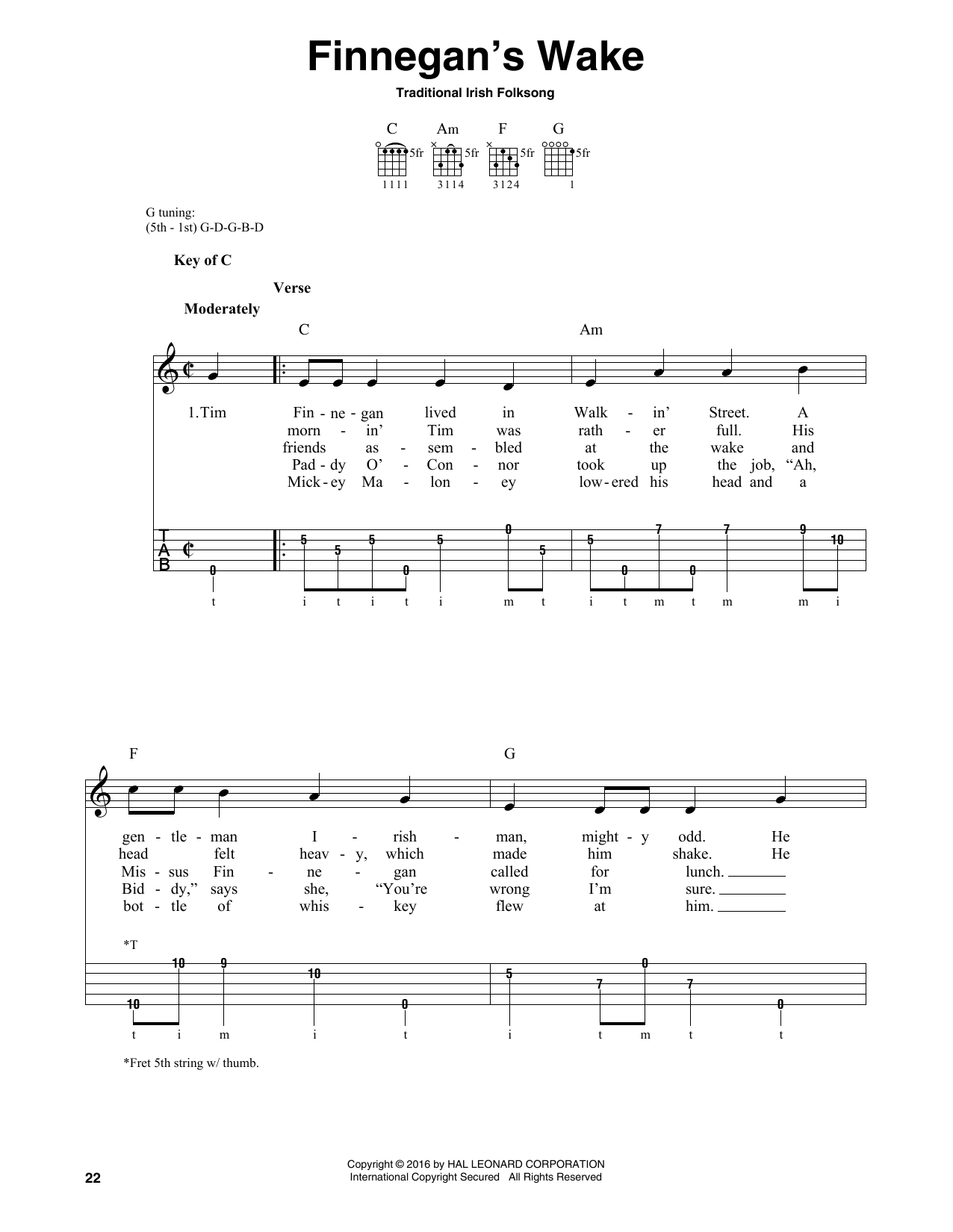 Download Traditional Irish Folk Song Finnegan's Wake Sheet Music