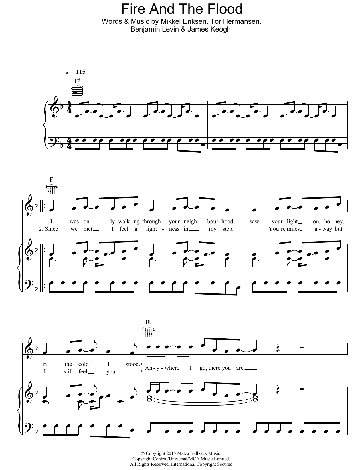 Download Vance Joy Fire And The Flood Sheet Music