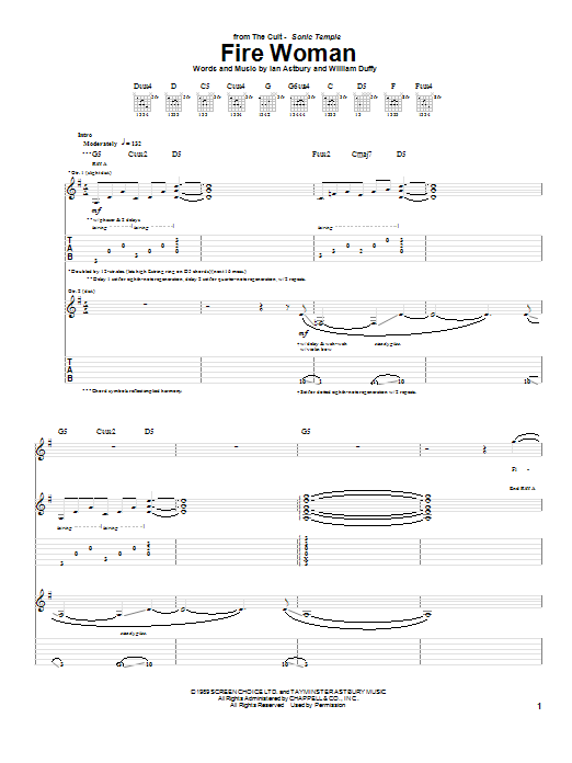 Download The Cult Fire Woman Sheet Music