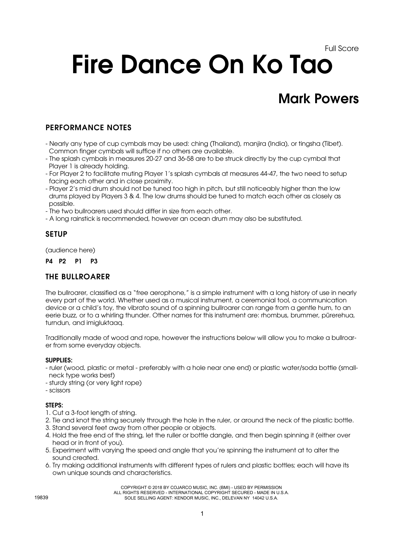 Download Mark Powers Fire Dance On Ko Tao - Full Score Sheet Music