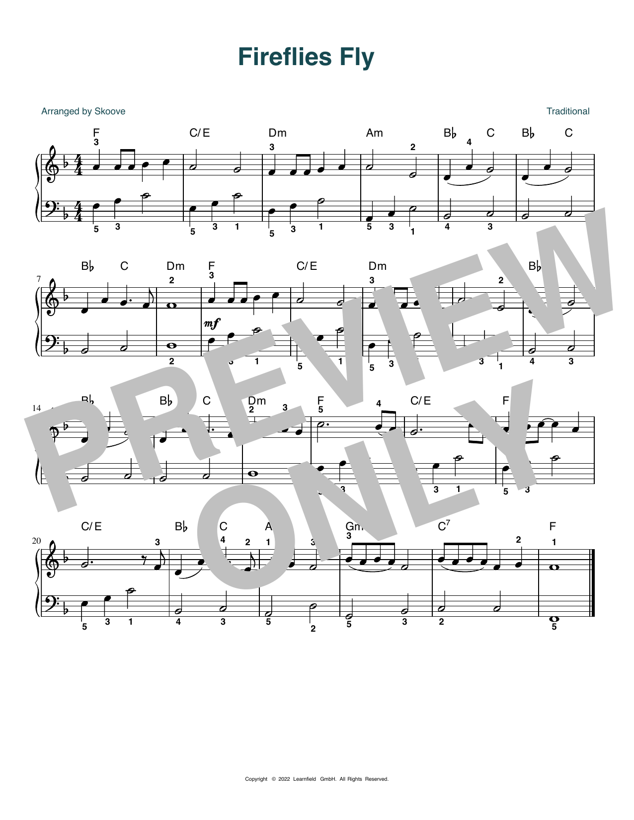 Download Traditional Fireflies Fly (arr. Skoove) Sheet Music