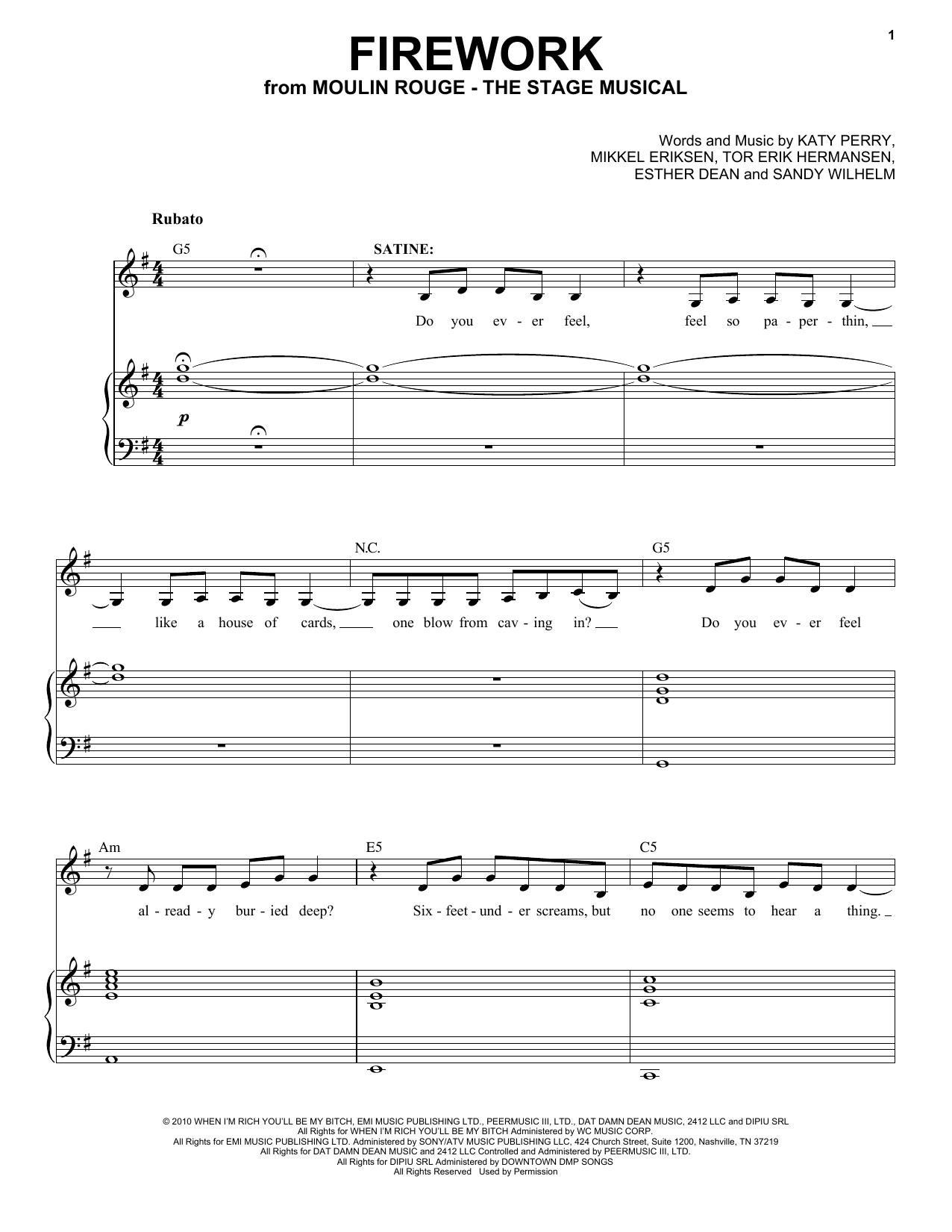 Download Moulin Rouge! The Musical Cast Firework (from Moulin Rouge! The Musica Sheet Music