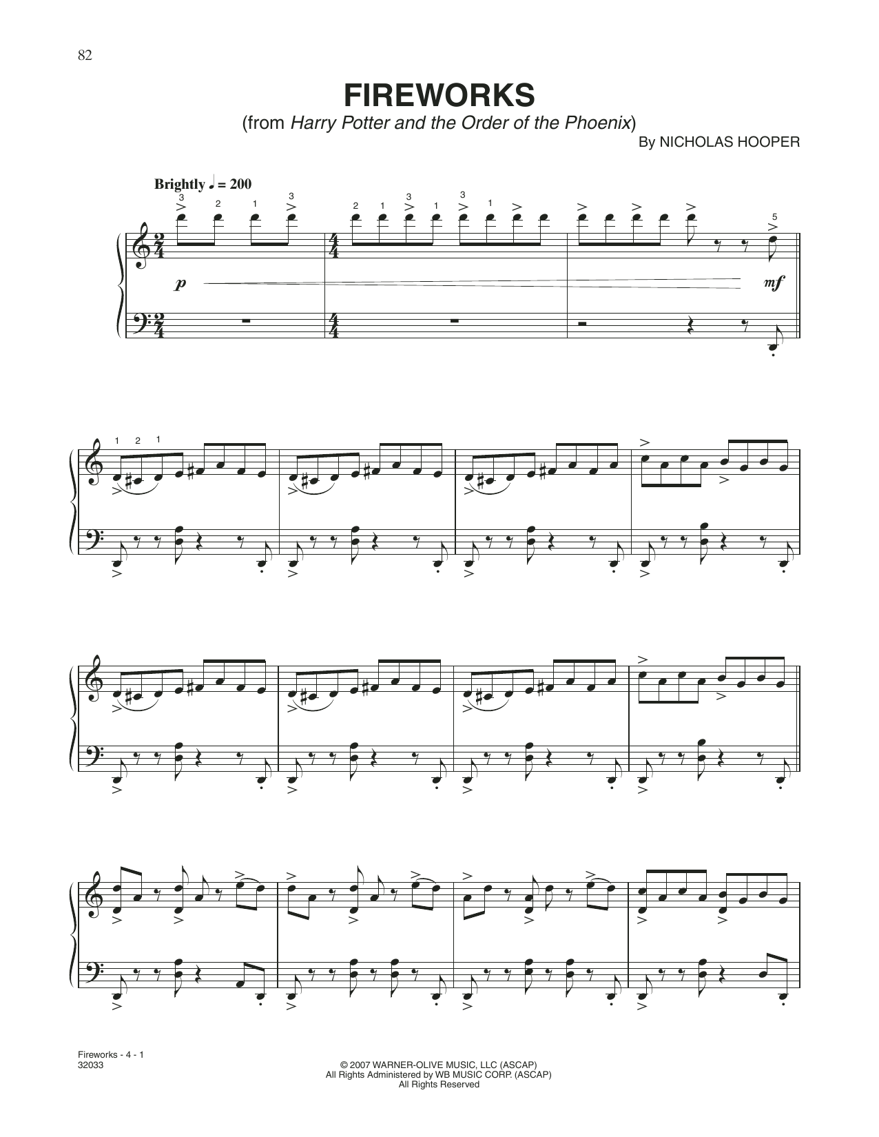 Download Nicolas Hooper Fireworks (from Harry Potter And The Or Sheet Music