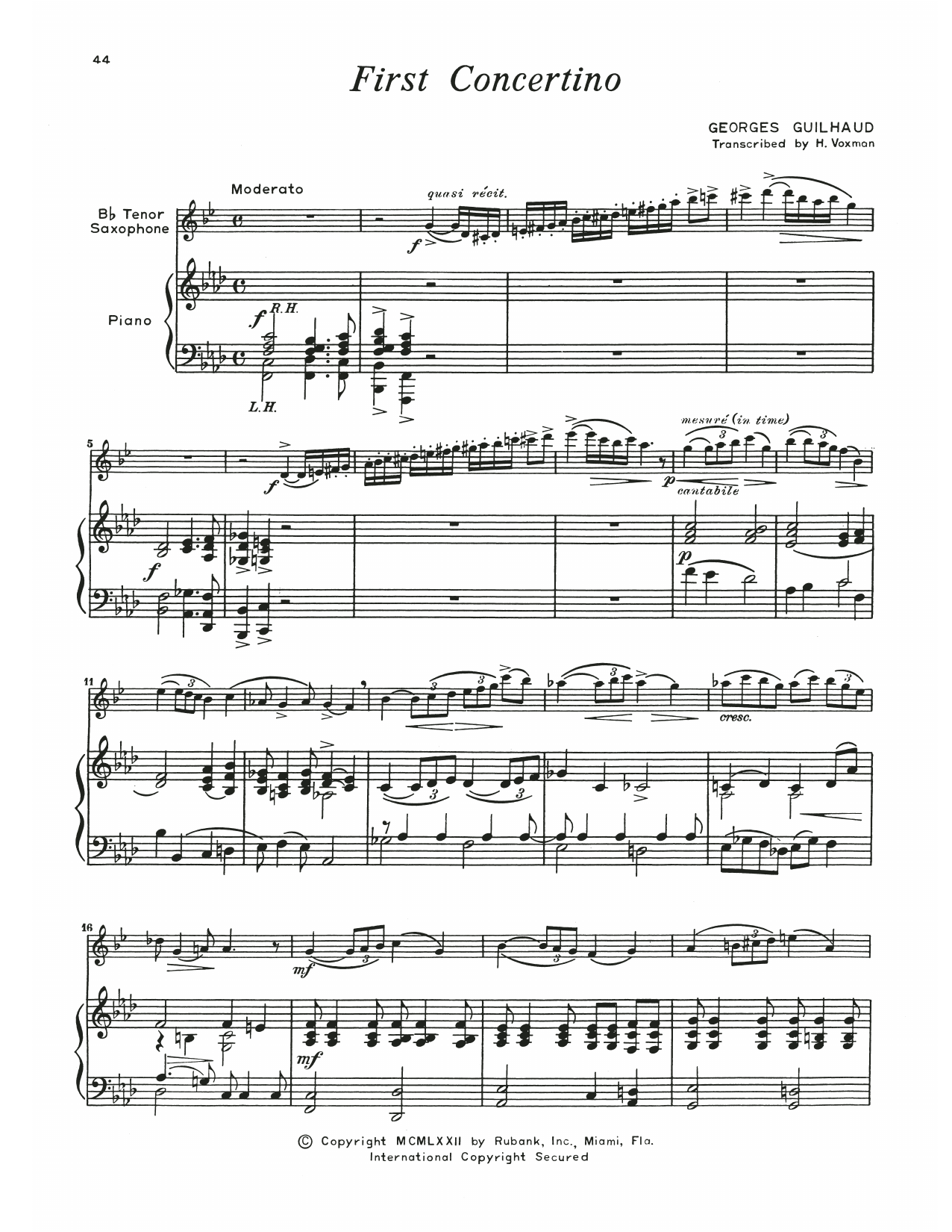 Download Georges Guilhaud First Concertino Sheet Music