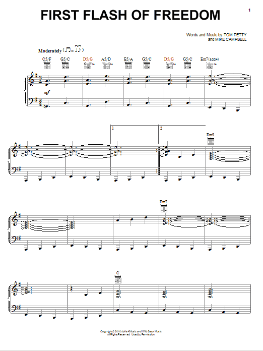 Download Tom Petty And The Heartbreakers First Flash Of Freedom Sheet Music