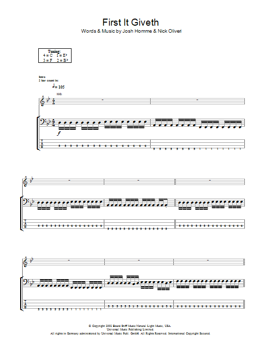 Download Queens Of The Stone Age First It Giveth Sheet Music