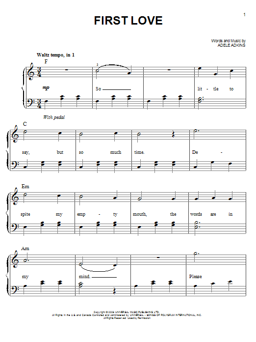 Download Adele First Love Sheet Music